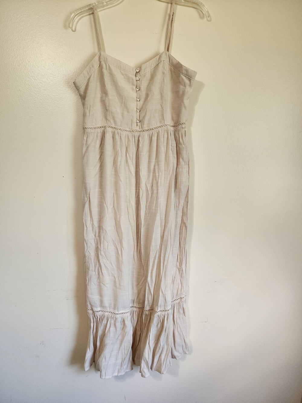 Love Tree Cream Smocked Bodice Maxi Dress